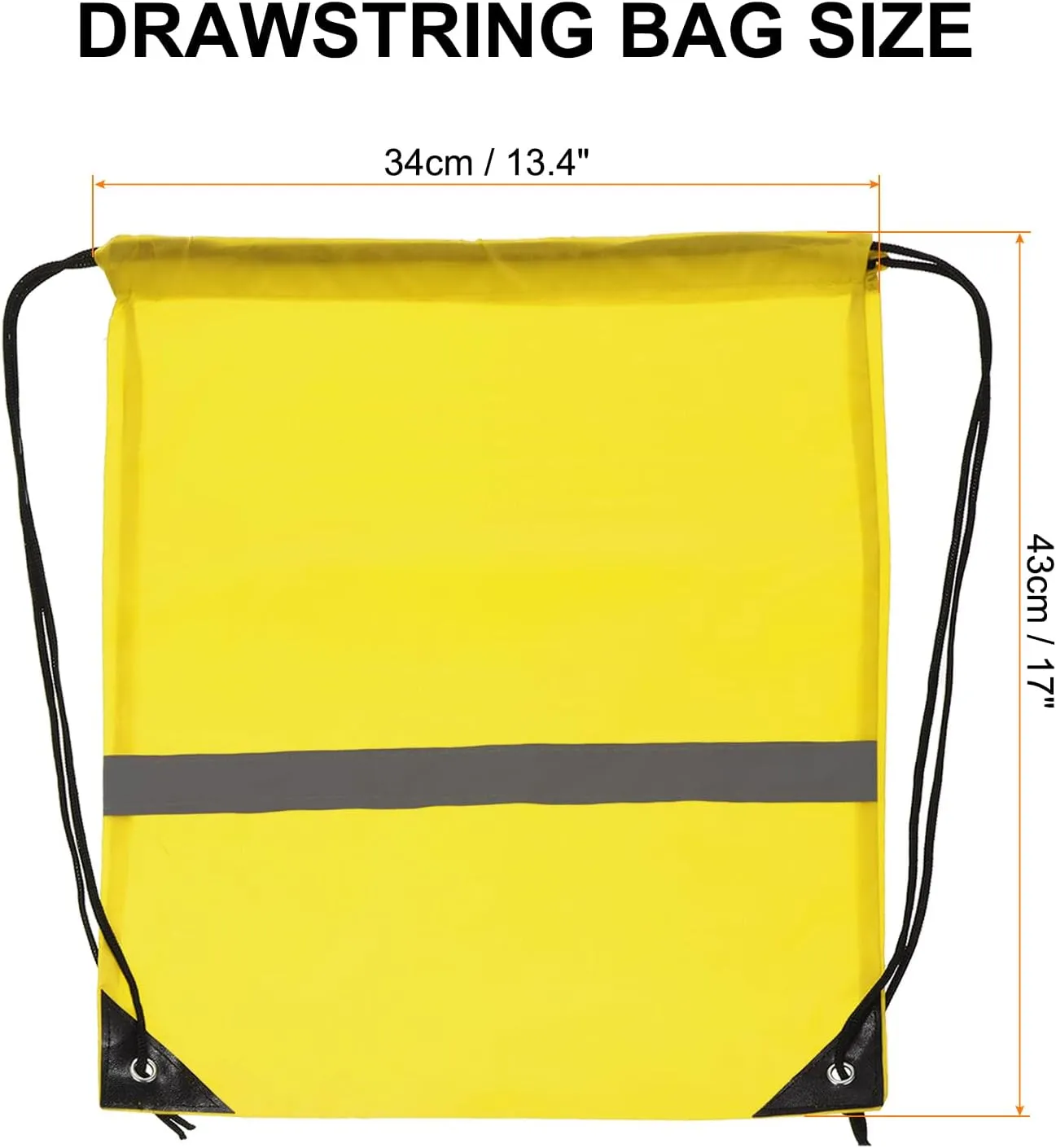 PATIKIL Drawstring Backpack Bulk 25 Pack 210D Polyester Cinch Sack Draw String Bags with Reflective Strips for DIY Women Men Gym Sport Travel Party, Yellow (17" x 13.4")