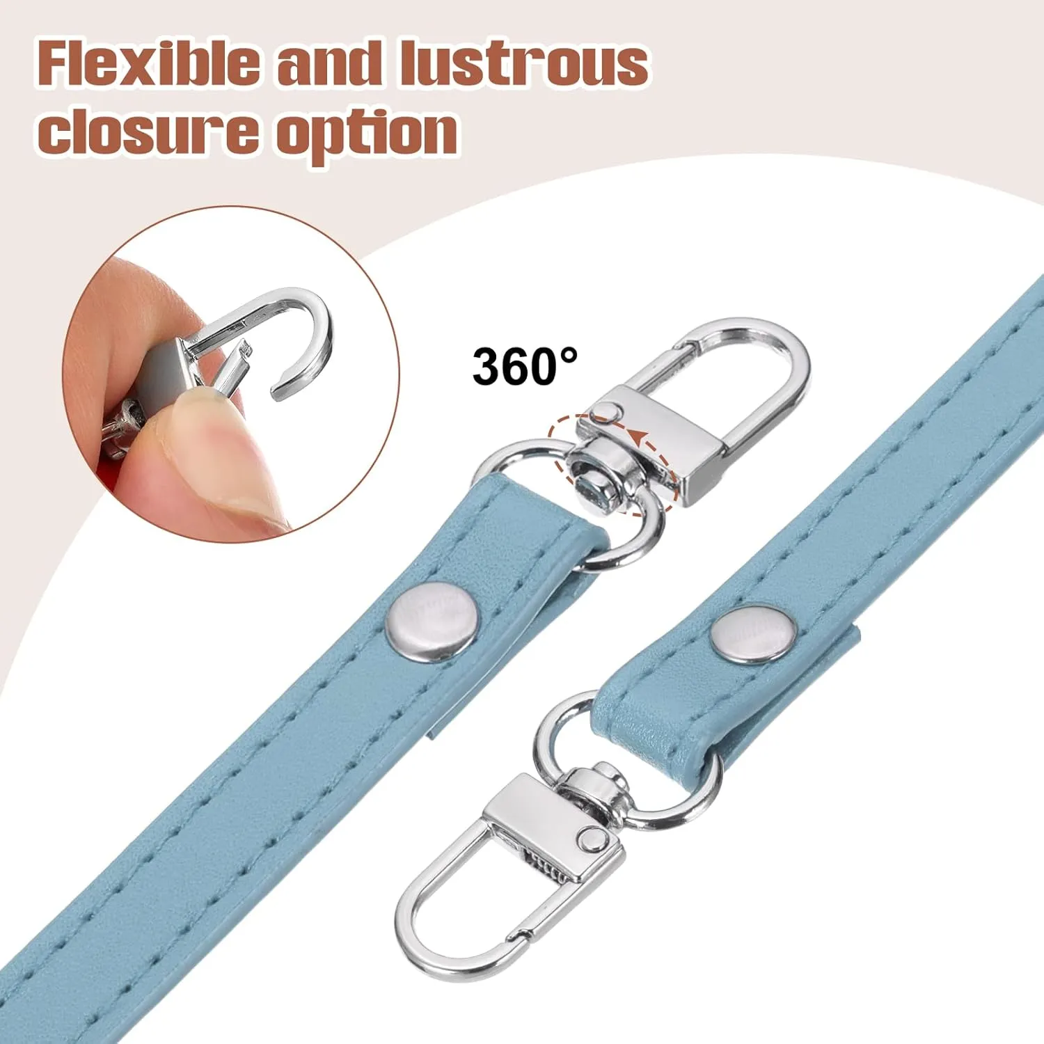 PATIKIL Leather Purse Handle Strap, 6 Pcs 13 Inch Leather Purse Strap Replacement DIY Women Clutch Bag Handbag Top Handle Strap Repair Accessories, Black/Grey/Blue/Yellow/Beige/Brown