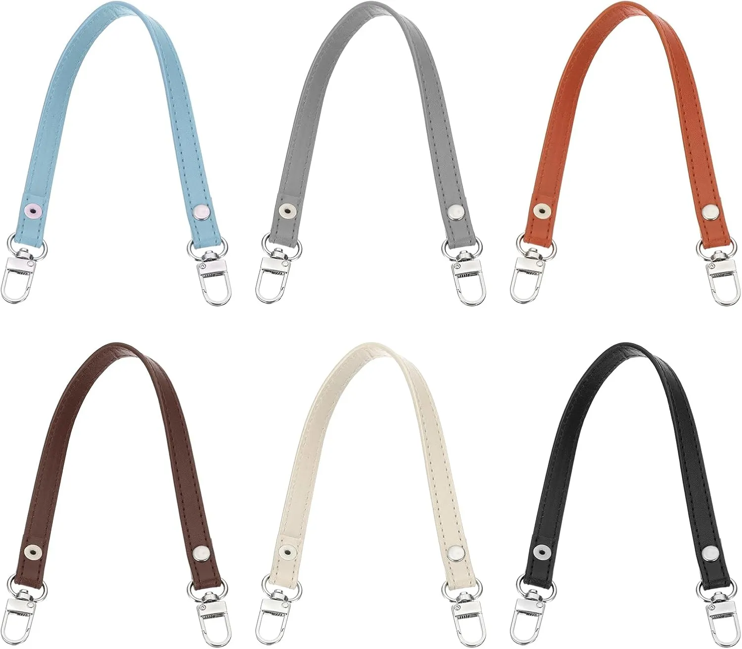 PATIKIL Leather Purse Handle Strap, 6 Pcs 13 Inch Leather Purse Strap Replacement DIY Women Clutch Bag Handbag Top Handle Strap Repair Accessories, Black/Grey/Blue/Yellow/Beige/Brown