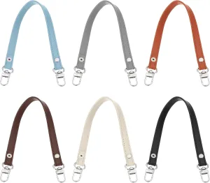 PATIKIL Leather Purse Handle Strap, 6 Pcs 13 Inch Leather Purse Strap Replacement DIY Women Clutch Bag Handbag Top Handle Strap Repair Accessories, Black/Grey/Blue/Yellow/Beige/Brown
