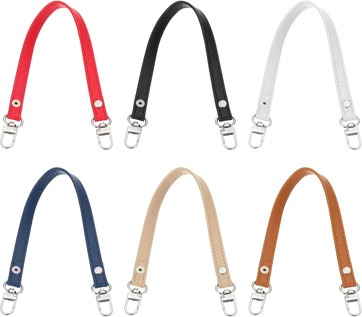 PATIKIL Leather Purse Handle Strap, 6 Pcs 13 Inch Leather Purse Strap Replacement DIY Women Clutch Bag Handbag Top Handle Strap Repair Accessories, Black/Red/White/Blue/Brown/Yellow
