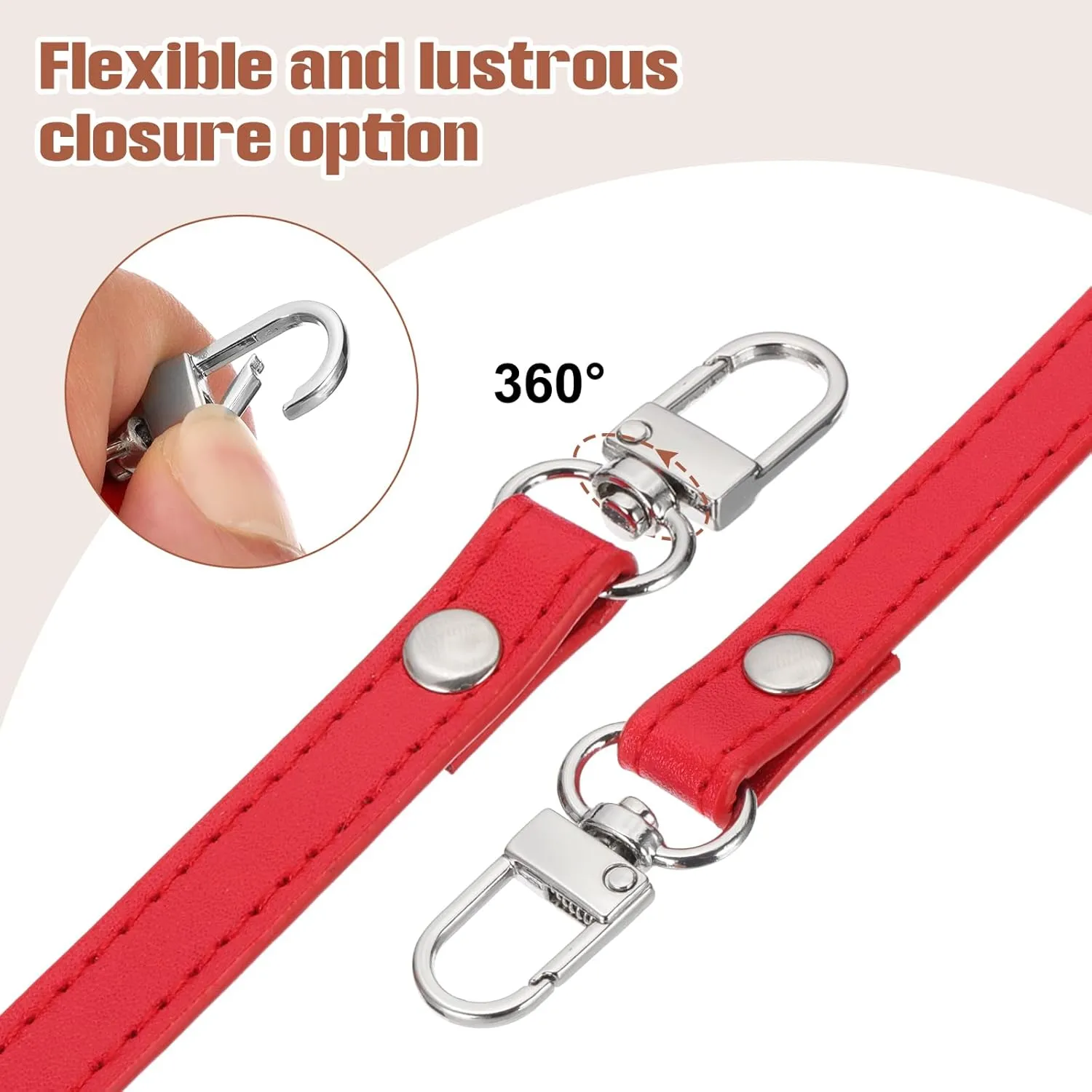 PATIKIL Leather Purse Handle Strap, 6 Pcs 13 Inch Leather Purse Strap Replacement DIY Women Clutch Bag Handbag Top Handle Strap Repair Accessories, Black/Red/White/Blue/Brown/Yellow
