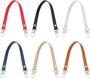 PATIKIL Leather Purse Handle Strap, 6 Pcs 13 Inch Leather Purse Strap Replacement DIY Women Clutch Bag Handbag Top Handle Strap Repair Accessories, Black/Red/White/Blue/Brown/Yellow
