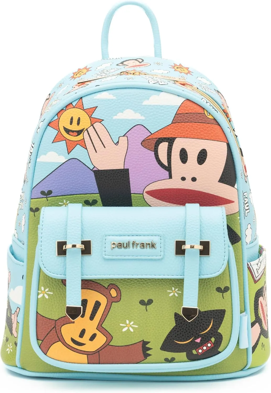 Paul Frank 11"" Vegan Leather Fashion Mini Backpack, Blue