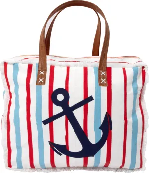 Pavilion Gift Company Anchor-16.5" x 13" Canvas Tote Purse Beach Boat Accessory Waterfront Oceanside Travel Bag Gifts for Water Lovers, Multicolor