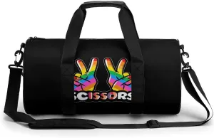 Peace Rock Paper Scissors Gym Bag Workout Sports Bag Lightweight Tote Duffel Bag Travel Weekender Bag for Women Men