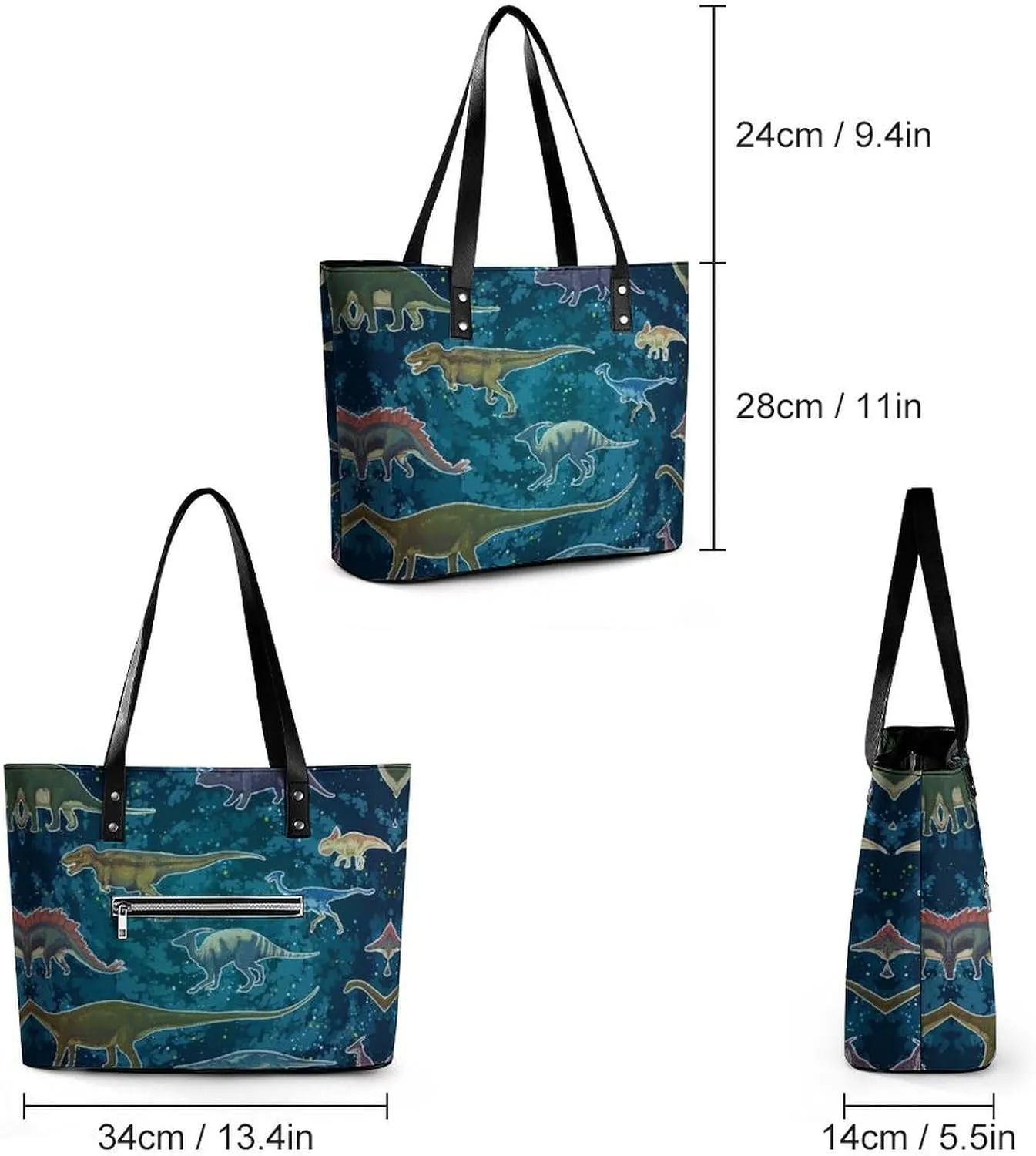 Penguin Bird Large Capacity Portable Leather Handbag