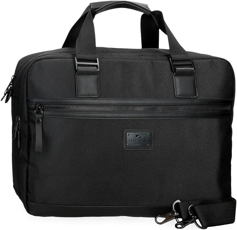 Pepe Jeans Blackmore Carteron Laptop 15.6 Inch Black 40x30x11cm Polyester with Faux Leather Details 13.2L by Joumma Bags, Black/White, One Size, Carteron for Laptop, Black/White, One Size, Carteron