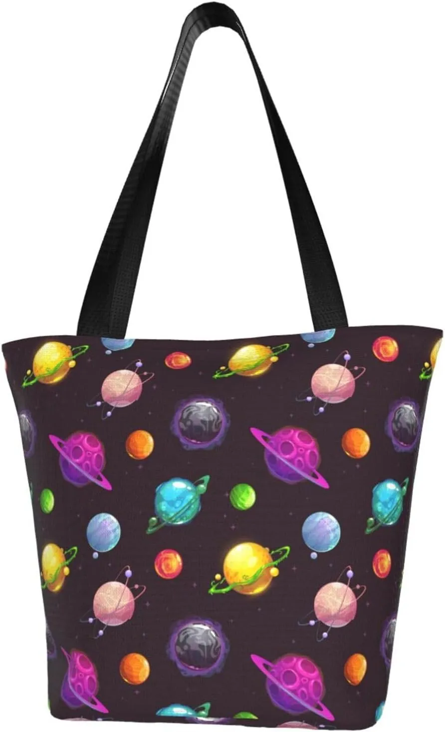 Percussion Black Drum Tote Bag For Women Lightweight Shoulder Bags Shopping Handbags With Zipper