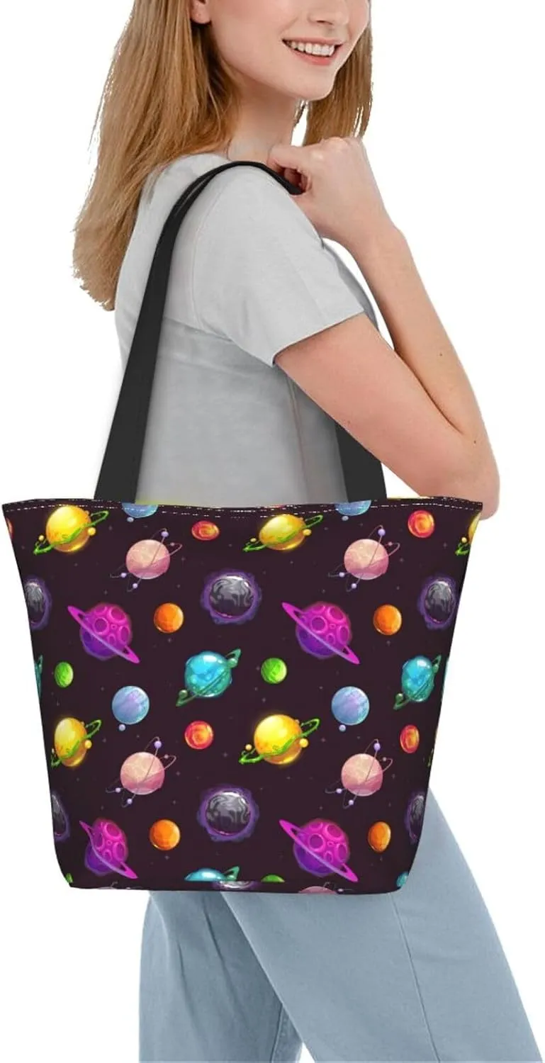 Percussion Black Drum Tote Bag For Women Lightweight Shoulder Bags Shopping Handbags With Zipper