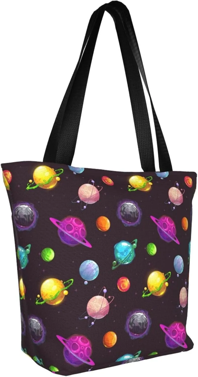 Percussion Black Drum Tote Bag For Women Lightweight Shoulder Bags Shopping Handbags With Zipper