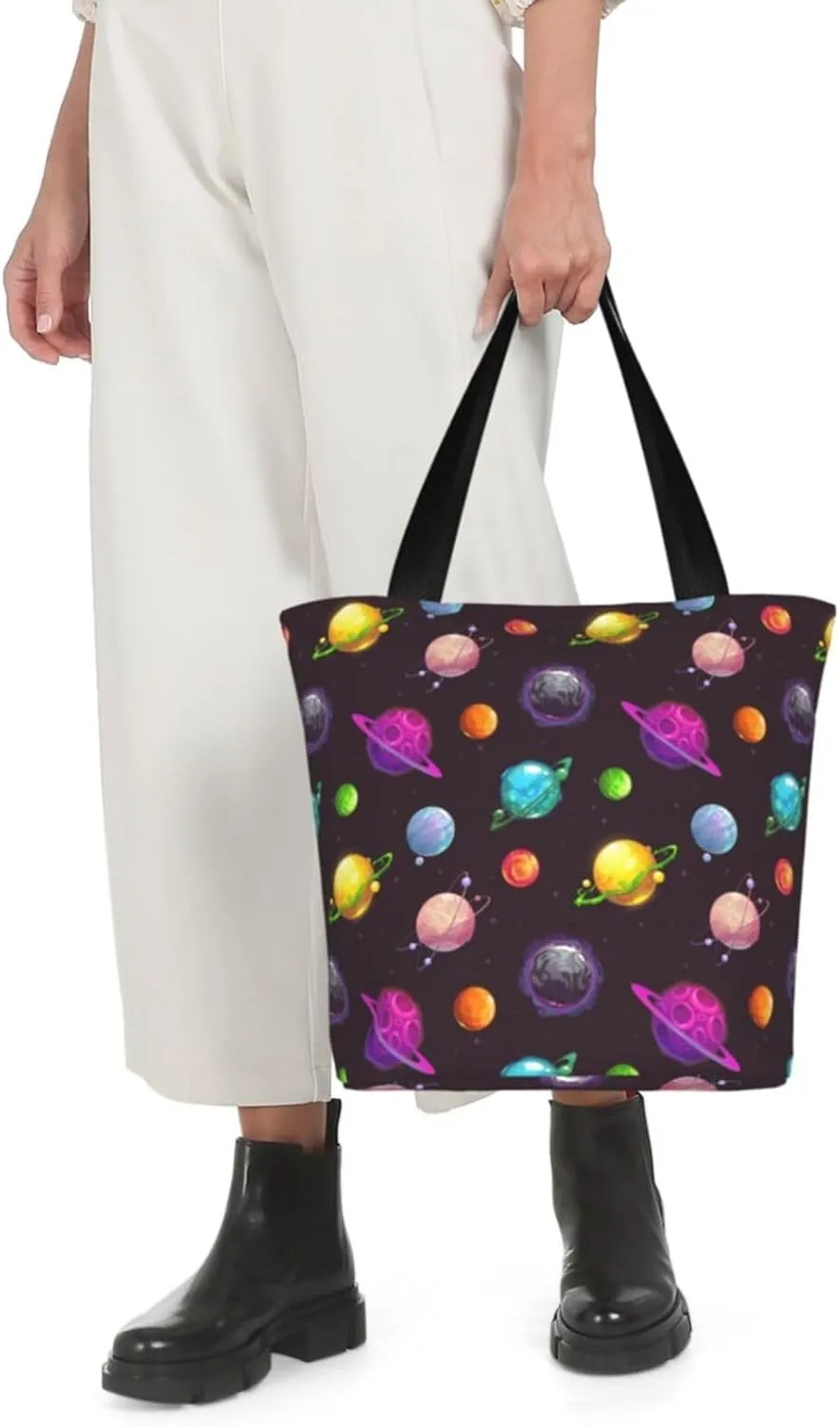 Percussion Black Drum Tote Bag For Women Lightweight Shoulder Bags Shopping Handbags With Zipper