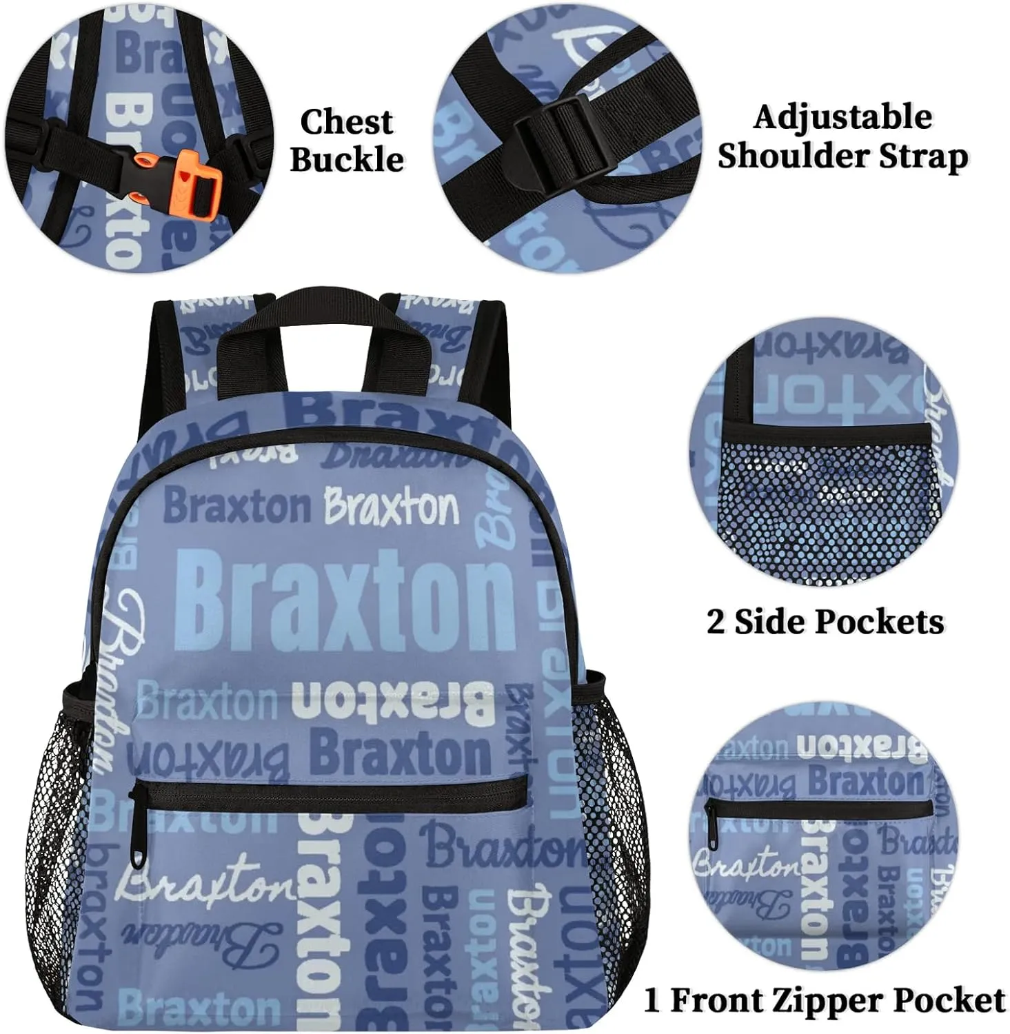 Personalized Backpacks with Name Customized Shoulder Bag Gifts for Women Men Waterproof Travel Casual Backpack 12in, Blue