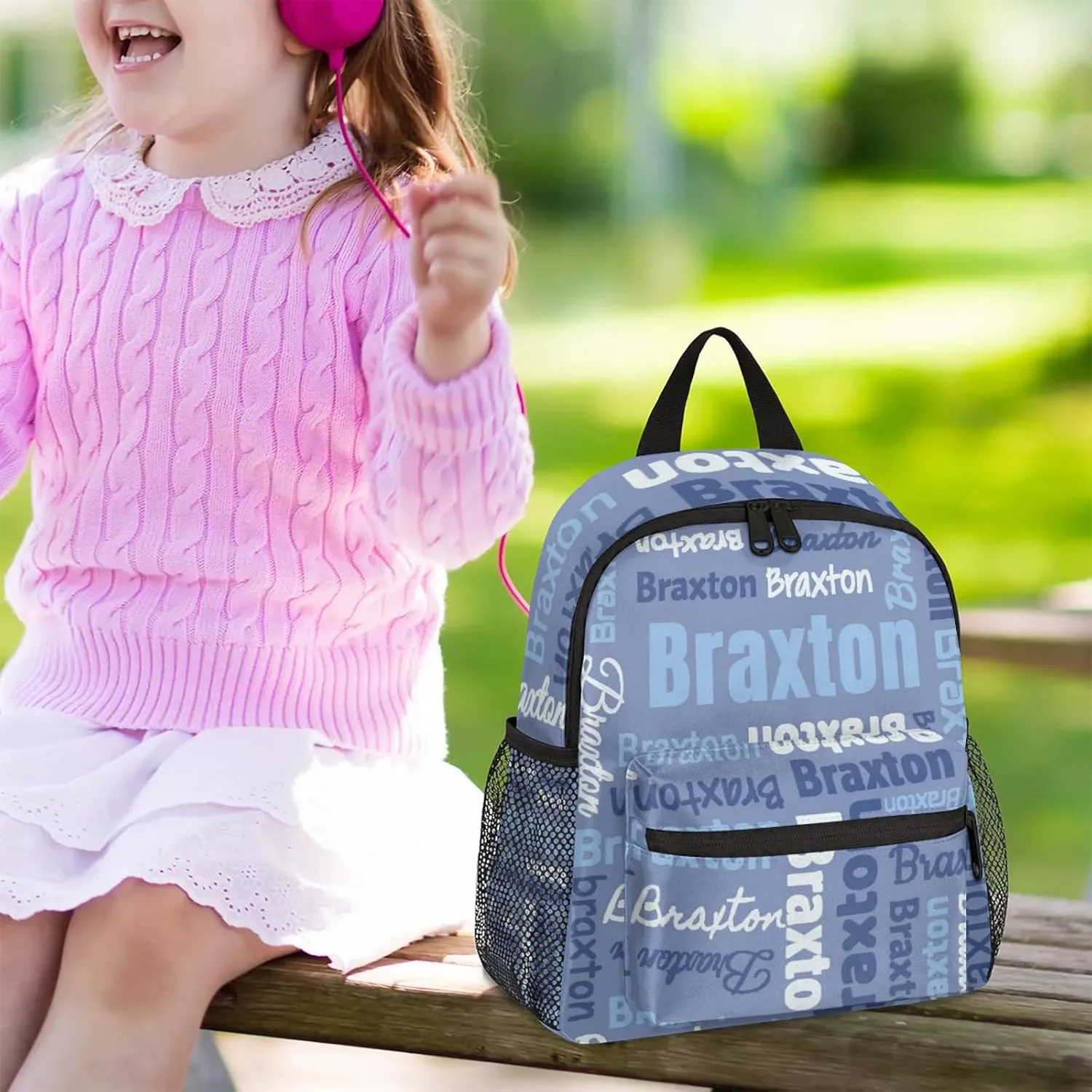 Personalized Backpacks with Name Customized Shoulder Bag Gifts for Women Men Waterproof Travel Casual Backpack 12in, Blue