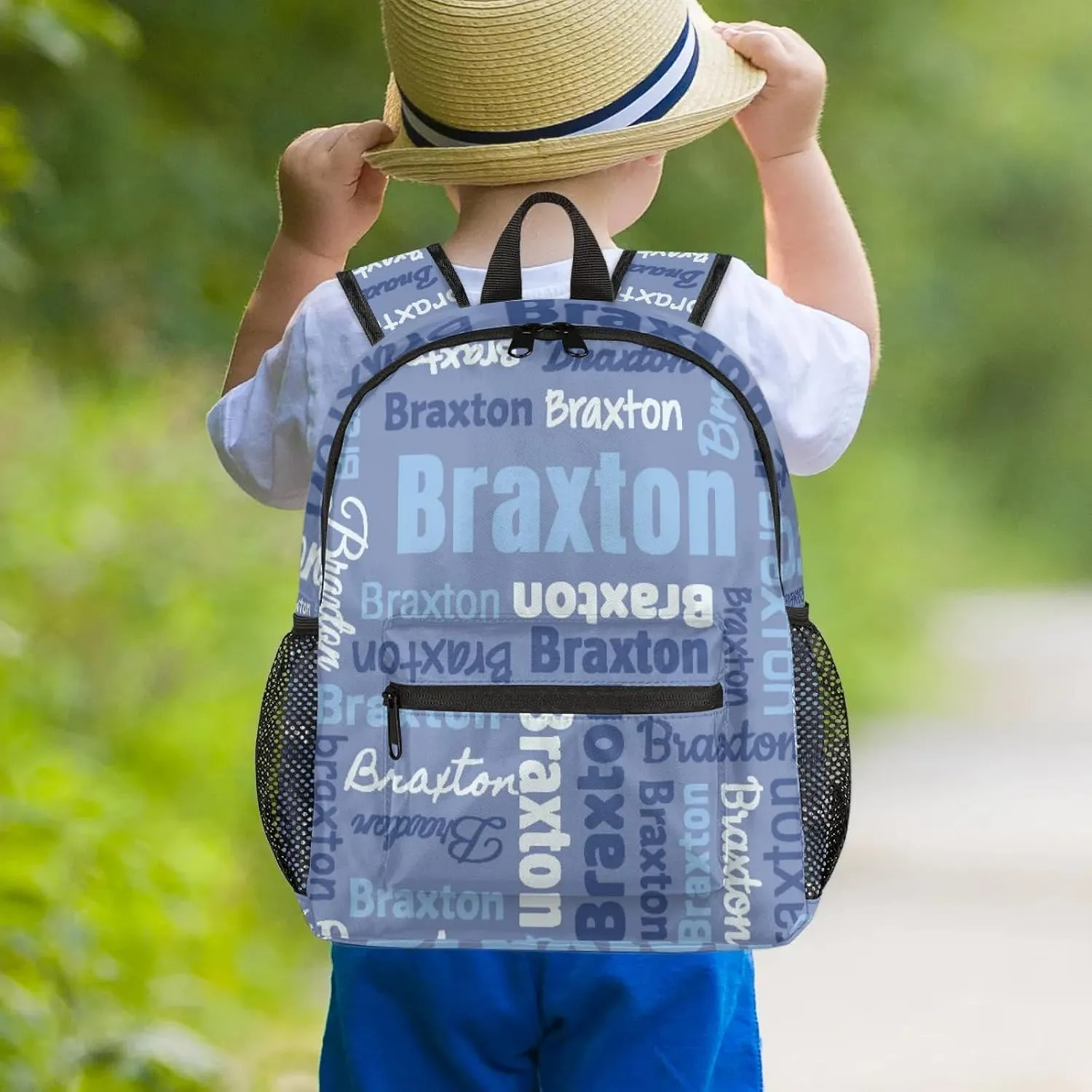 Personalized Backpacks with Name Customized Shoulder Bag Gifts for Women Men Waterproof Travel Casual Backpack 12in, Blue