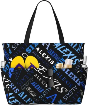 Personalized Beach Bag Custom Totes Bag Sandproof Swim Pool Bag With Zipper And Pockets for Women Travel Vacation Gym