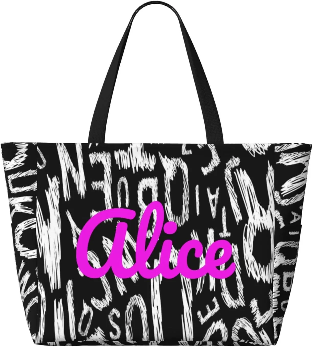Personalized Beach Bag Custom Totes Bag Sandproof Swim Pool Bag With Zipper And Pockets for Women Travel Vacation Gym
