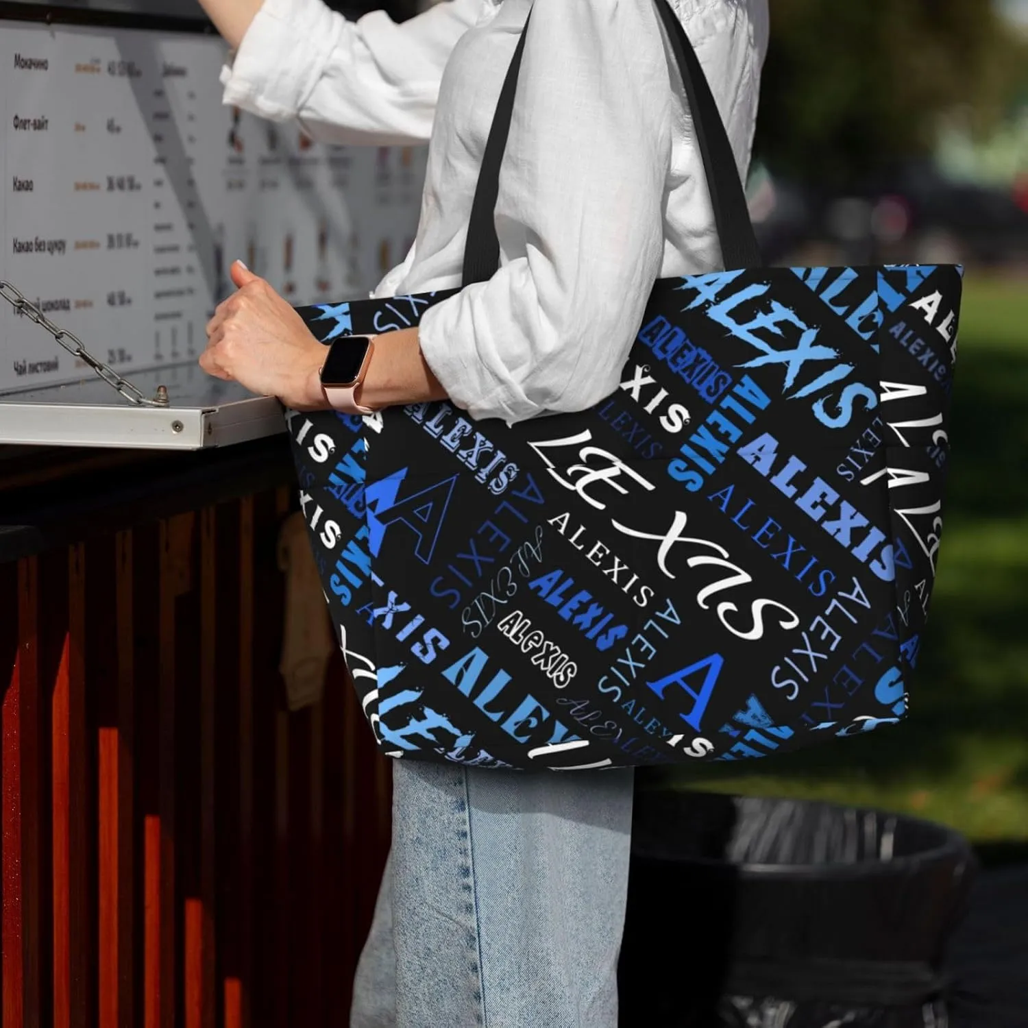 Personalized Beach Bag Custom Totes Bag Sandproof Swim Pool Bag With Zipper And Pockets for Women Travel Vacation Gym