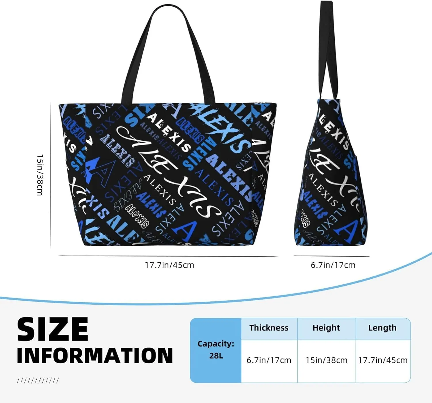 Personalized Beach Bag Custom Totes Bag Sandproof Swim Pool Bag With Zipper And Pockets for Women Travel Vacation Gym