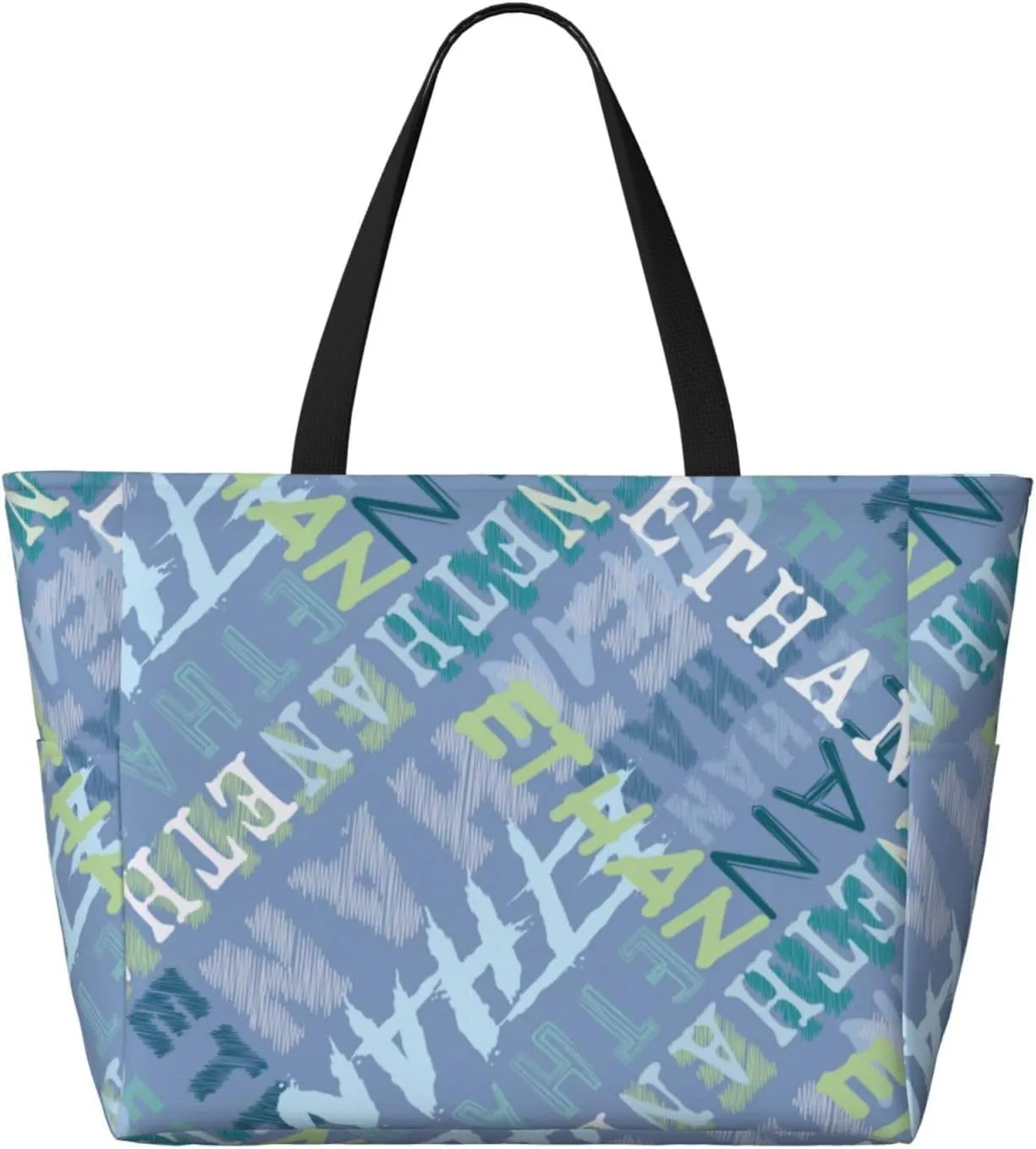 Personalized Beach Bag Custom Totes Bag Sandproof Swim Pool Bag With Zipper And Pockets for Women Travel Vacation Gym