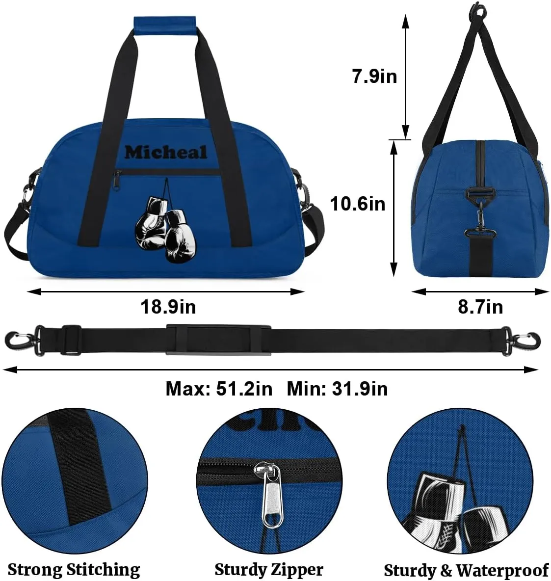 Personalized Boxing Duffel Bag for Boys, Custom Gym Bag Overnight Bags for Travel Weekender Practice