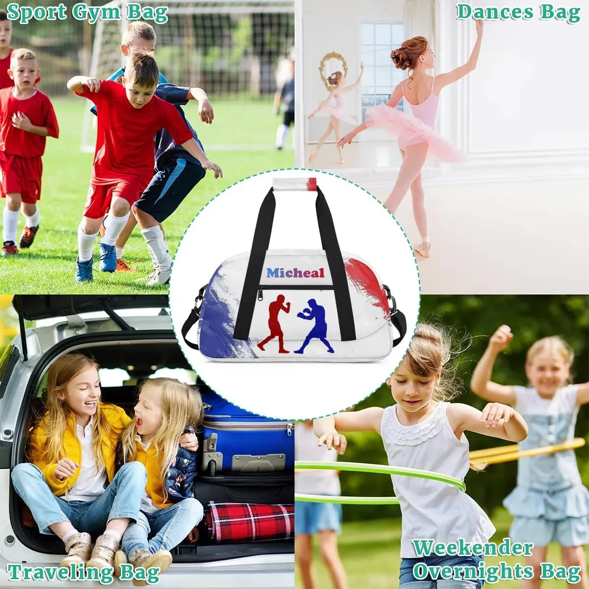 Personalized Boxing Duffel Bag for Boys, Custom Gym Bag Overnight Bags for Travel Weekender Practice