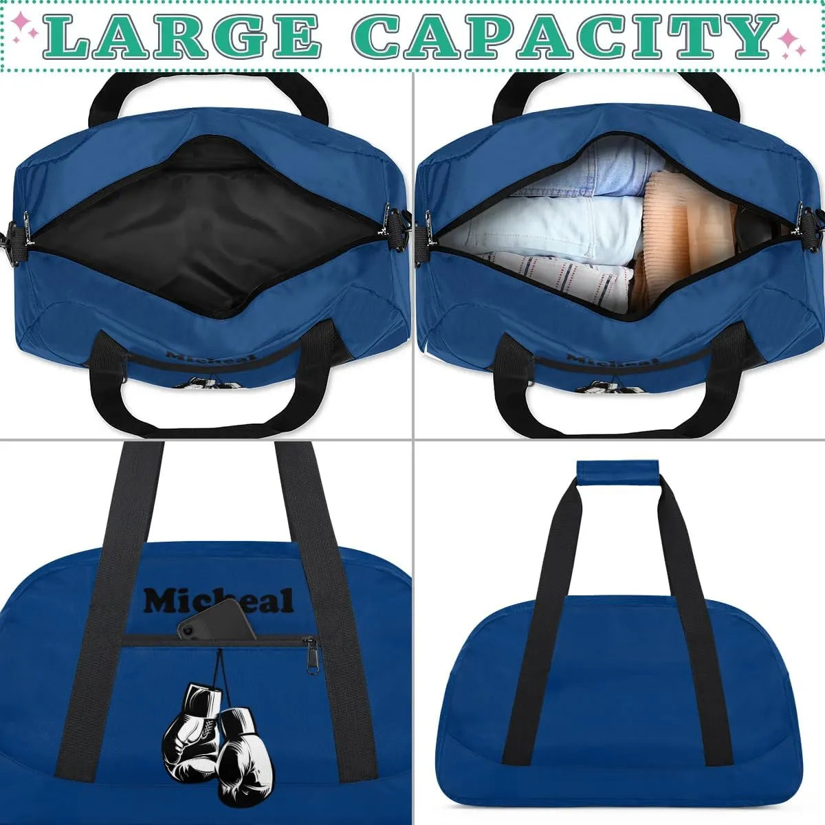 Personalized Boxing Duffel Bag for Boys, Custom Gym Bag Overnight Bags for Travel Weekender Practice