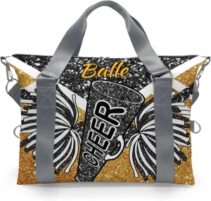 Personalized Cheer Bag Cheerleader Duffel Bag,Custom Sport Gym Bag,Customize Travel Duffle Bag with Name,Overnight Weekender Bags Golden Glitter,Cheerleading Cheer Team Coaches Bag Gifts