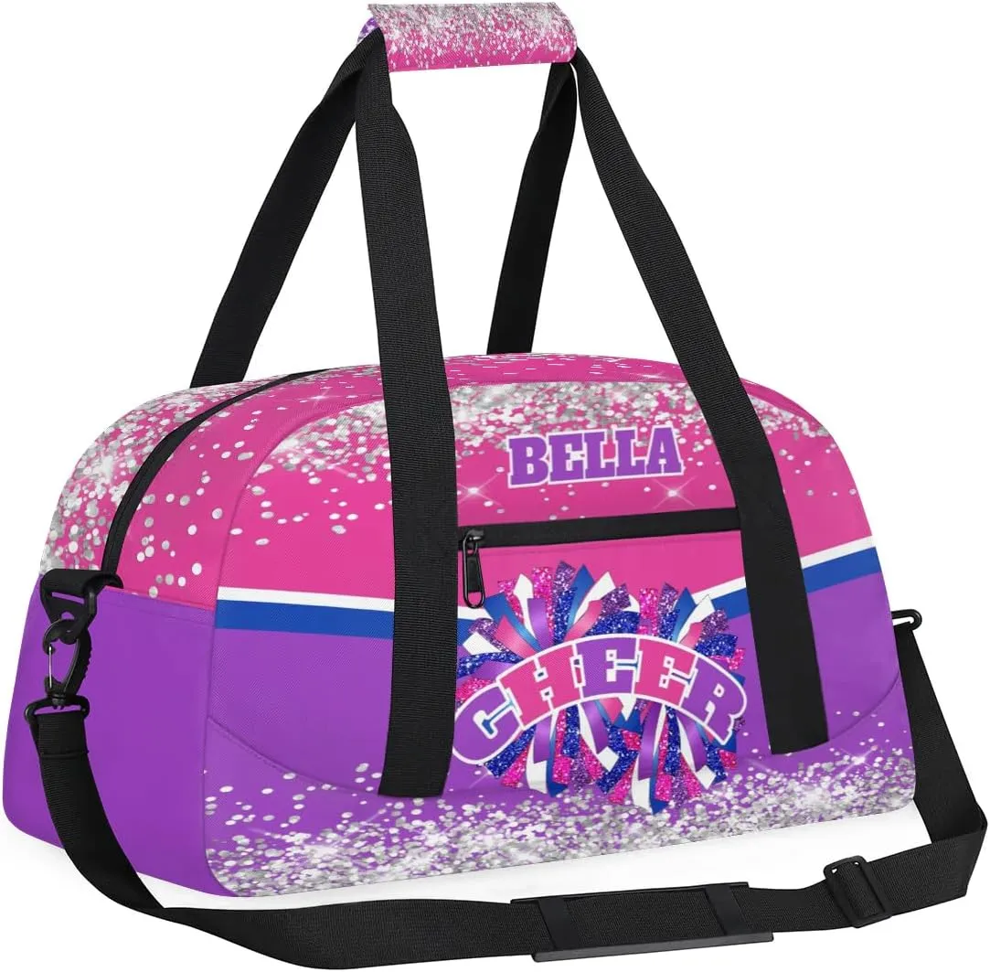 Personalized Cheer Bag Dance Bag for Girl, Custom Gym Bag Sport Duffel Bag, Weekender Bags Travel Duffel Bag Hot Pink Purple Glam, Option 13