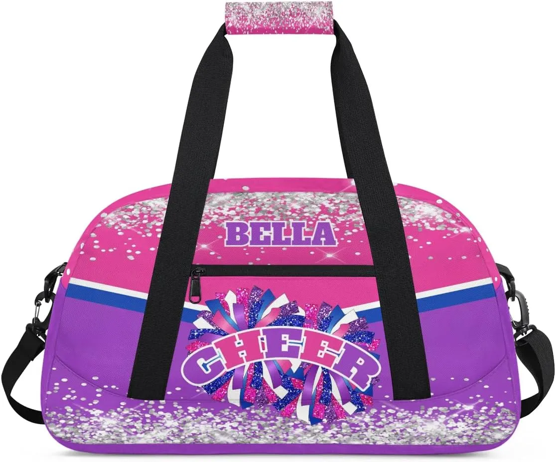 Personalized Cheer Bag Dance Bag for Girl, Custom Gym Bag Sport Duffel Bag, Weekender Bags Travel Duffel Bag Hot Pink Purple Glam, Option 13