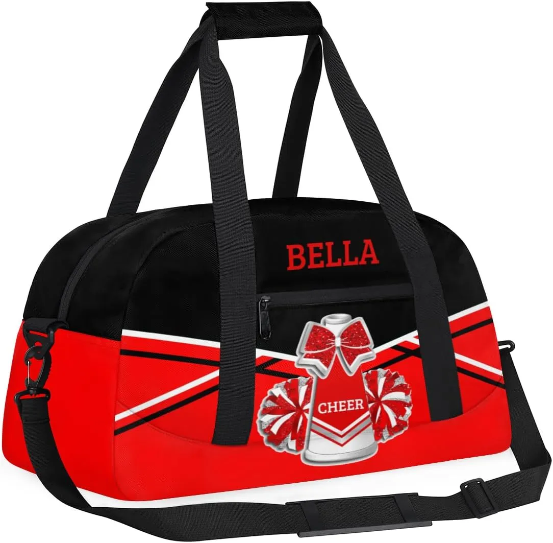 Personalized Cheer Bag Dance Bag for Girl, Custom Gym Bag Sport Duffel Bag, Weekender Bags Travel Duffel Bag Red Sliver Cheer