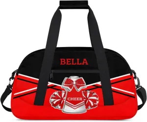 Personalized Cheer Bag Dance Bag for Girl, Custom Gym Bag Sport Duffel Bag, Weekender Bags Travel Duffel Bag Red Sliver Cheer