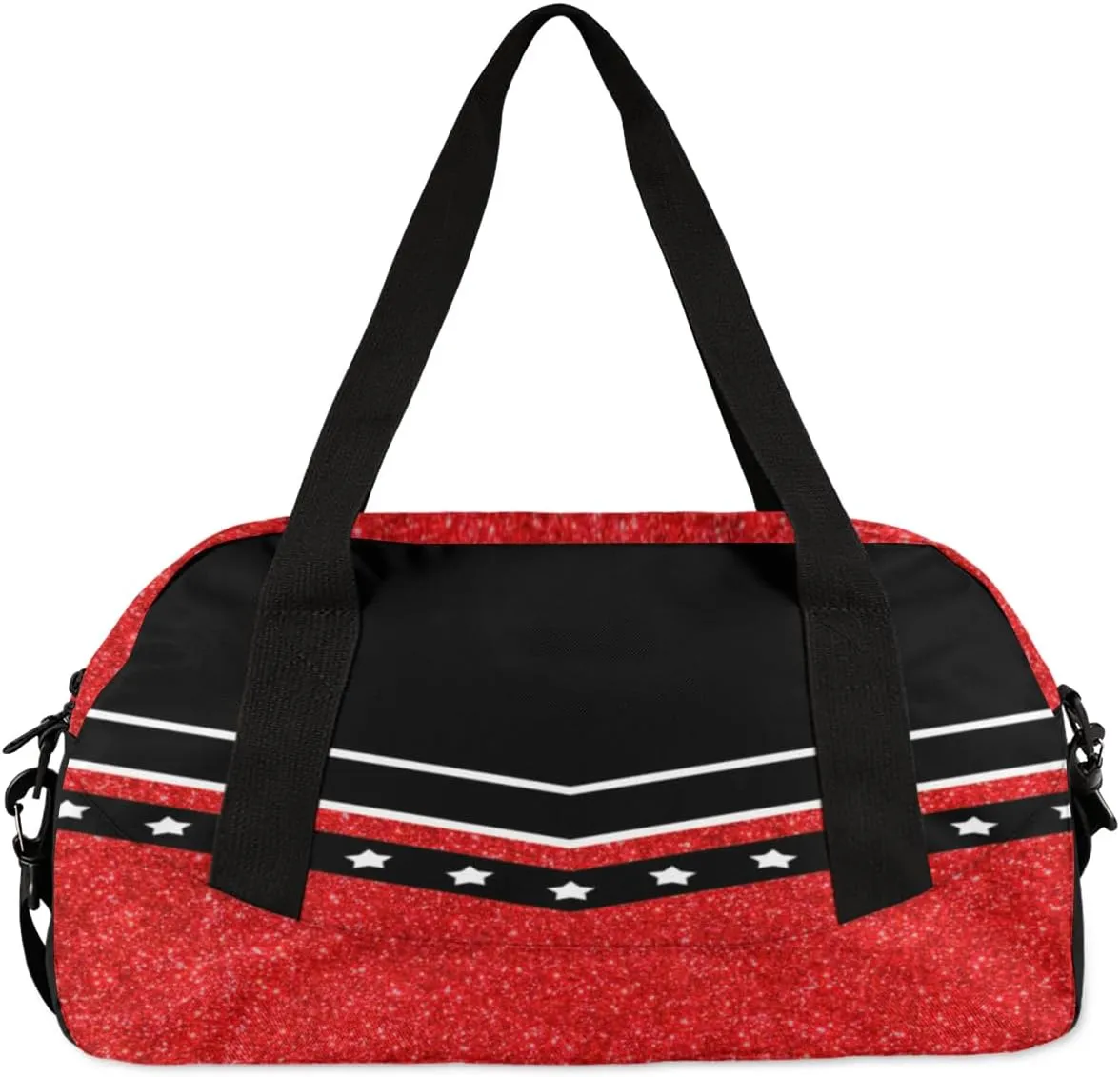 Personalized Cheer Bag with Name Custom Sport Duffel Bag for Girls Cheerleader Bags Overnight Weekender Bags Carry On Travel Bag, Glitter Red and Yellow