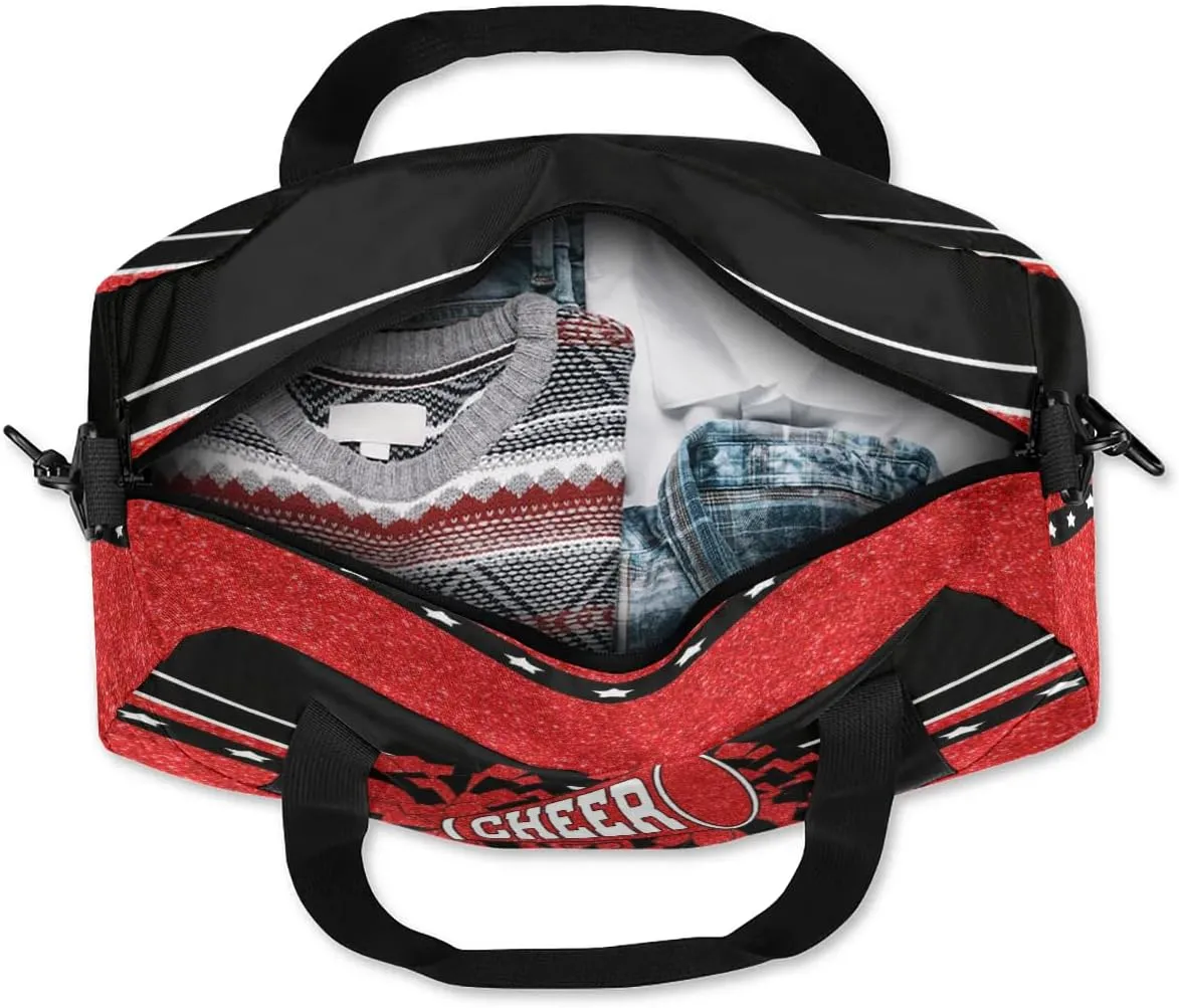 Personalized Cheer Bag with Name Custom Sport Duffel Bag for Girls Cheerleader Bags Overnight Weekender Bags Carry On Travel Bag, Glitter Red and Yellow
