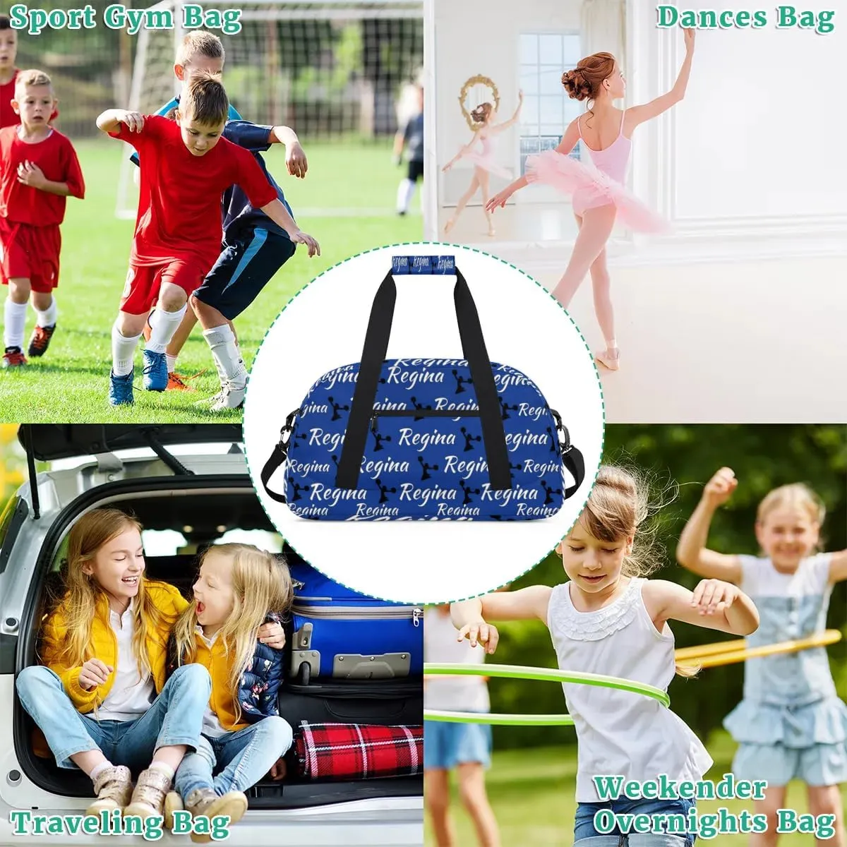 Personalized Cheerleader Bag Dance Bag for Women, Custom Gym Bag Sport Duffel Bags, Weekender Bags Travel Duffel Bag Cheerleader, Cobalt Blue