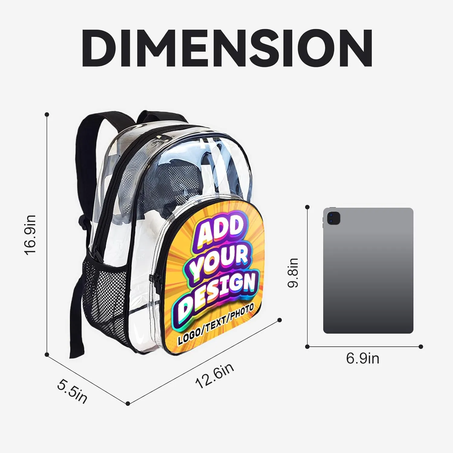 Personalized Clear Backpack with Photo, Custom Transparent Backpack Monogram Heavy Duty With Buckle for Kids for College Workplace Stadium,School Stadium Events Team Gifts for Women Men