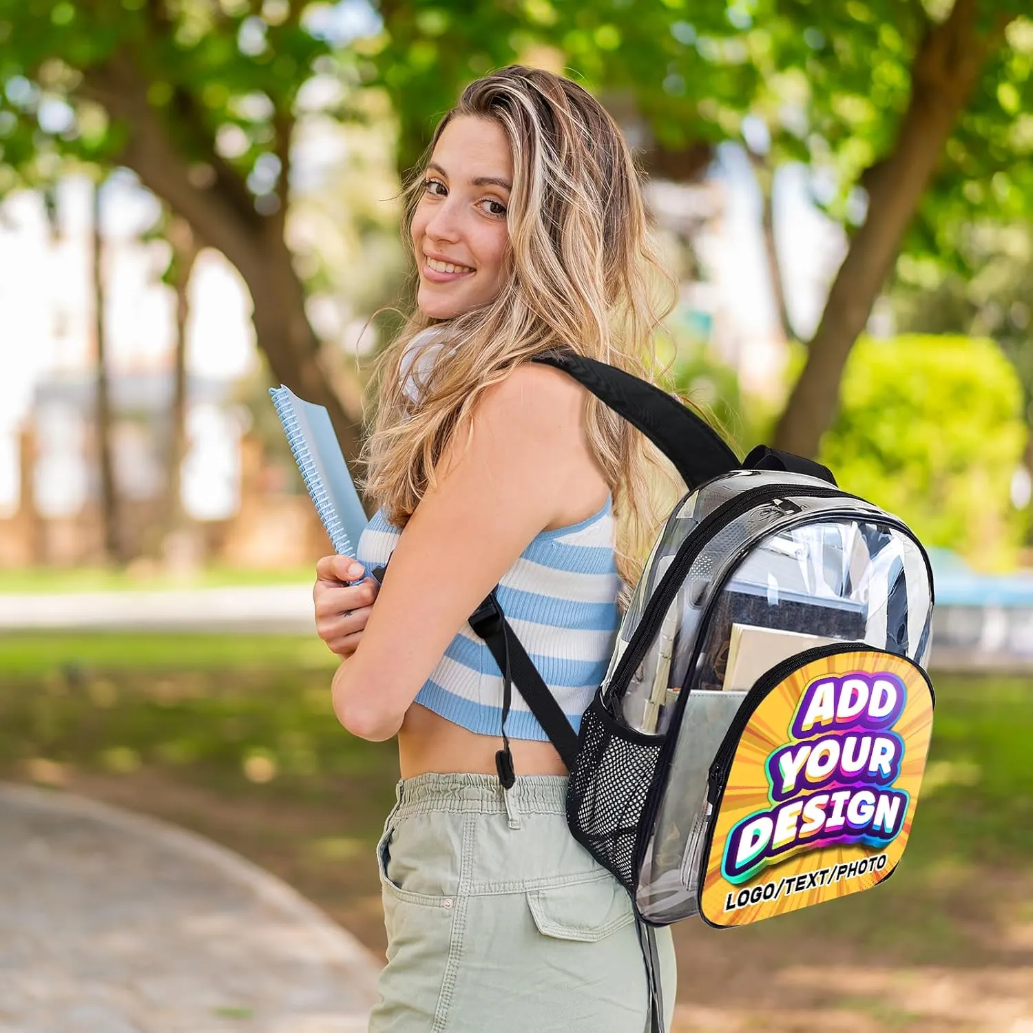 Personalized Clear Backpack with Photo, Custom Transparent Backpack Monogram Heavy Duty With Buckle for Kids for College Workplace Stadium,School Stadium Events Team Gifts for Women Men