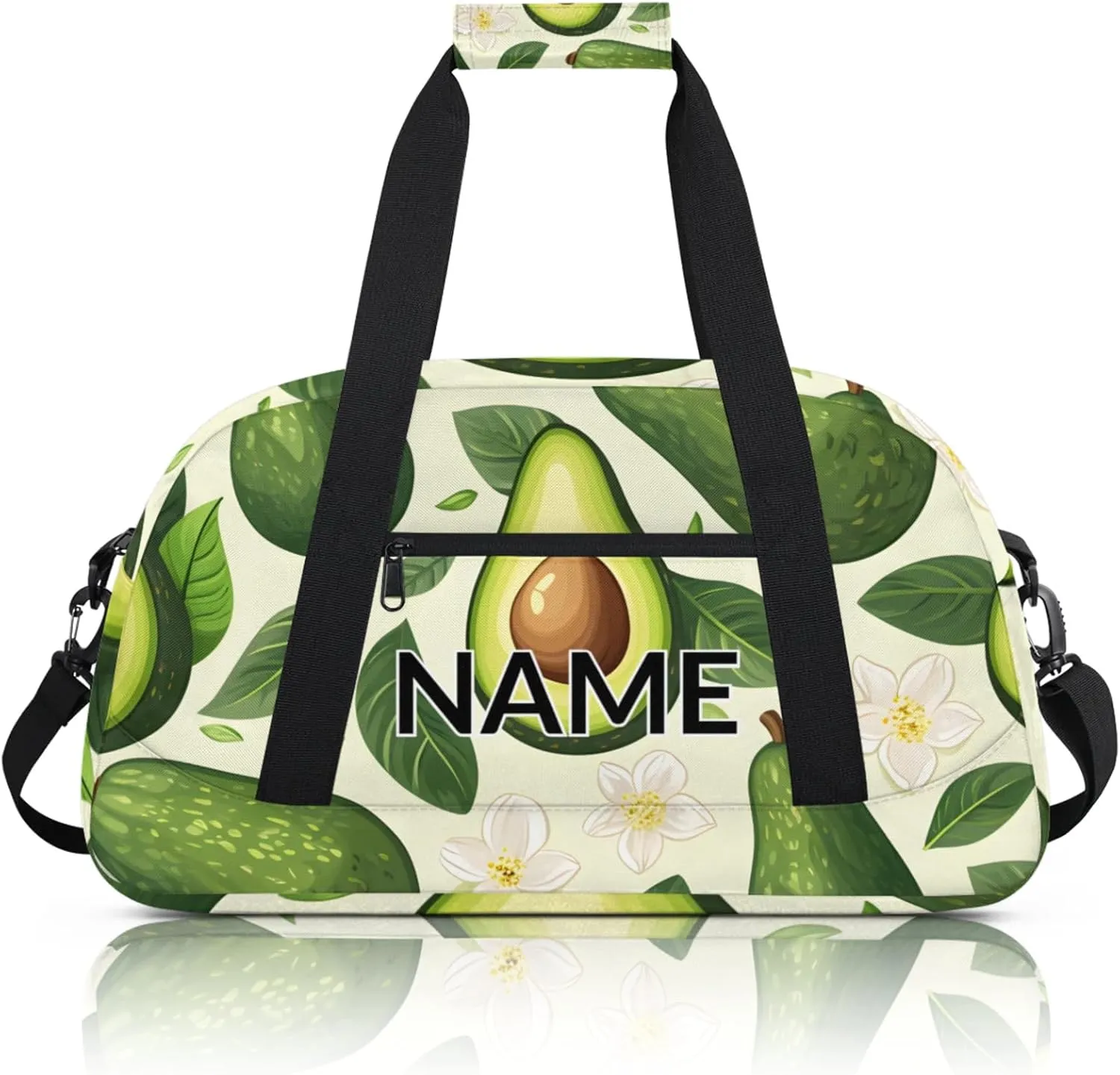 Personalized Custom Avocado Gym Bag for Women Men Carry on Travel Duffel Tote Cute Fruit Overnight Workout Weekender Bag