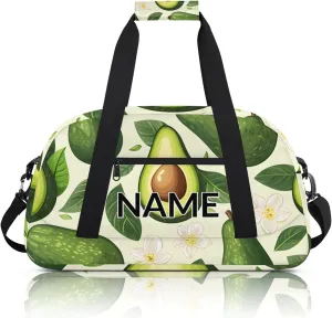 Personalized Custom Avocado Gym Bag for Women Men Carry on Travel Duffel Tote Cute Fruit Overnight Workout Weekender Bag