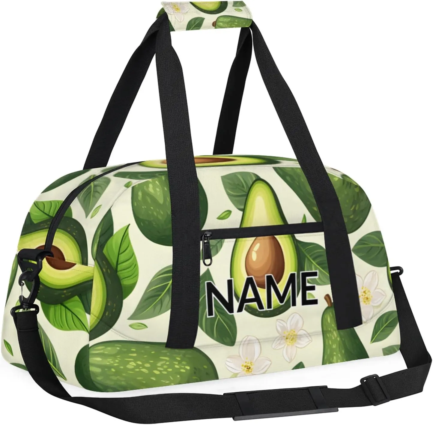 Personalized Custom Avocado Gym Bag for Women Men Carry on Travel Duffel Tote Cute Fruit Overnight Workout Weekender Bag