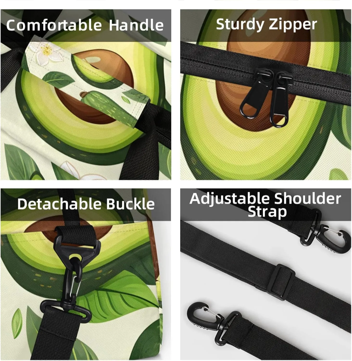 Personalized Custom Avocado Gym Bag for Women Men Carry on Travel Duffel Tote Cute Fruit Overnight Workout Weekender Bag