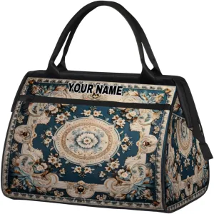 Personalized Custom Duffel Bags for Women Men, Personalized Customized Travel Duffel Bag, Waterproof Sports Gym Bag Weekender Overnight Bag Carry On Tote Bag, Carpet Flowers Patterns