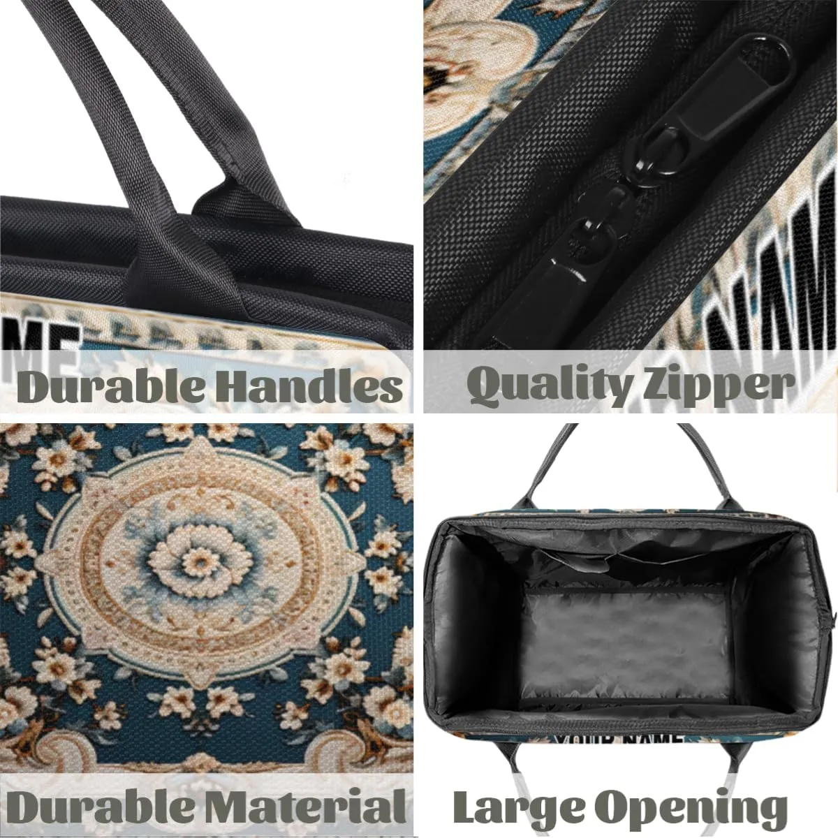 Personalized Custom Duffel Bags for Women Men, Personalized Customized Travel Duffel Bag, Waterproof Sports Gym Bag Weekender Overnight Bag Carry On Tote Bag, Carpet Flowers Patterns