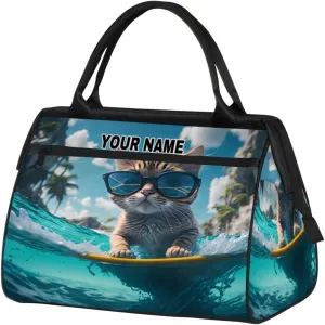 Personalized Custom Duffel Bags for Women Men, Personalized Customized Travel Duffel Bag, Waterproof Sports Gym Bag Weekender Overnight Bag Carry On Tote Bag, Cute Animal Cats Glasses