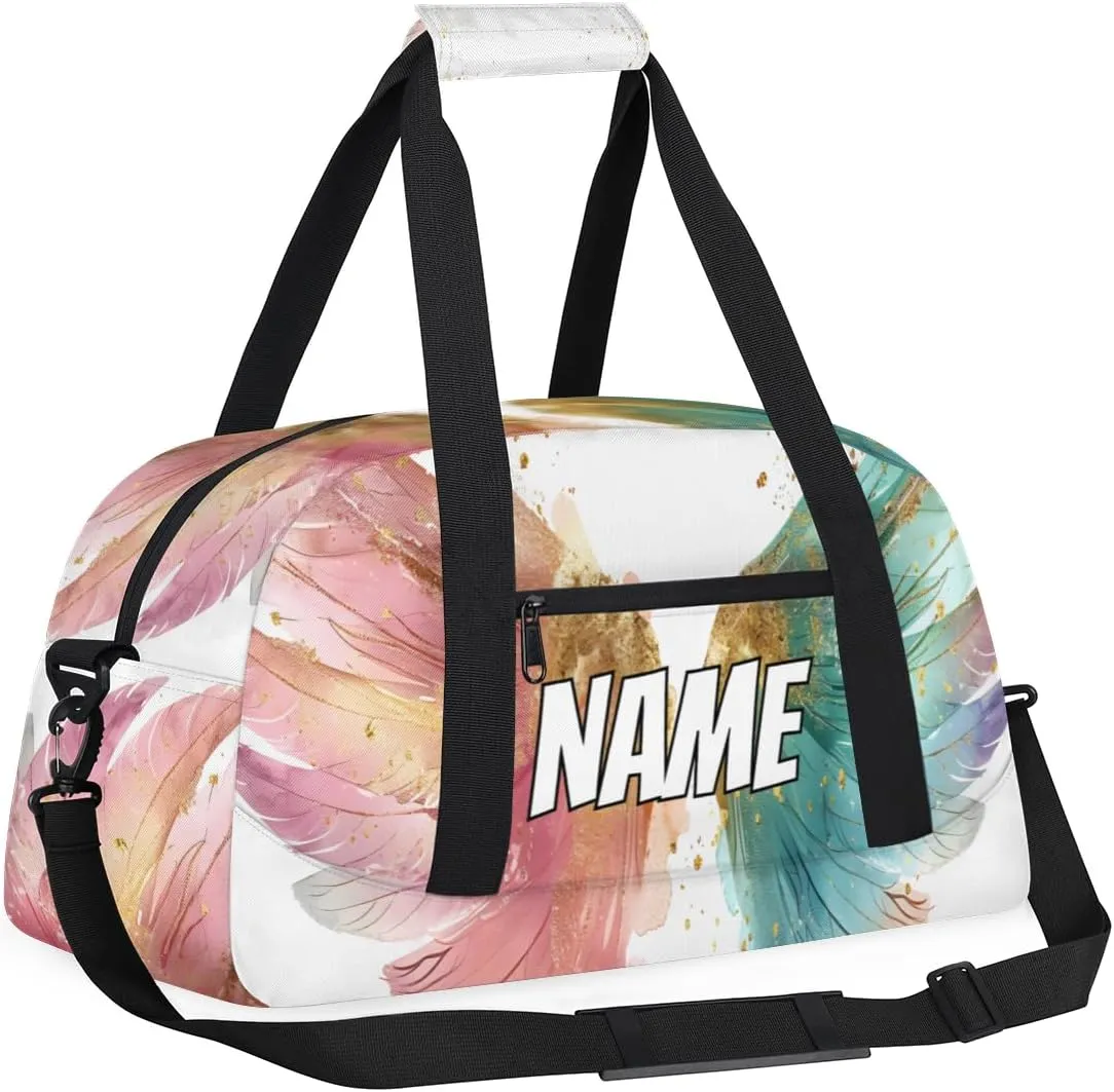 Personalized Custom Gym Bag for Women Men Carry on Angel Wings Travel Duffel Tote Fairy Colorful Overnight Workout Weekender Bag
