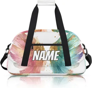 Personalized Custom Gym Bag for Women Men Carry on Angel Wings Travel Duffel Tote Fairy Colorful Overnight Workout Weekender Bag