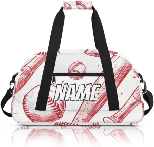 Personalized Custom Gym Bag for Women Men Carry on Baseball Sports Travel Duffel Tote Wooden Bat Overnight Workout Weekender Bag