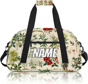 Personalized Custom Gym Bag for Women Men Carry on Boho Wildflower Travel Duffel Tote Vintage Floral Overnight Workout Weekender Bag