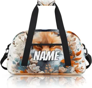 Personalized Custom Gym Bag for Women Men Carry on Forest Fox Travel Duffel Tote Wildlife Animals Overnight Workout Weekender Bag