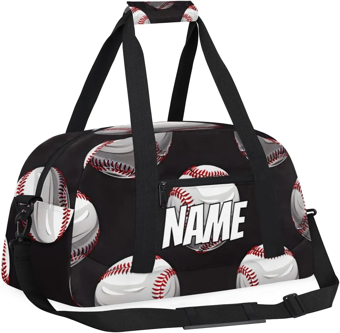 Personalized Custom Gym Bag for Women Men Carry on Funny Baseball Travel Duffel Tote Cool Sports Overnight Workout Weekender Bag